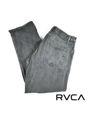 RVCA Men's Americana Relaxed Fit Button Fly Denim Jeans, Black 30Wx30L